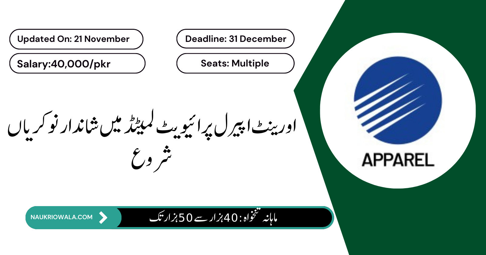 Orient Apparel Pvt Ltd Jobs